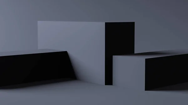 Scena di forma minimalista Grey Boxs, rendering 3d . — Foto Stock