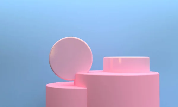Minimalis pink abstrak bentuk adegan, 3d render . Stok Lukisan  