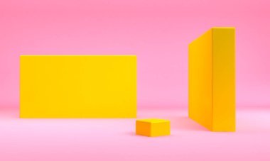 Geometrik şekil sahnesi Minimal stil, 3d render.