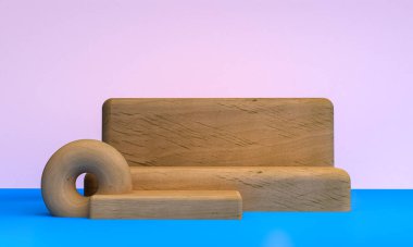 Minimalist soyut arka plan, ilkel geometrik şekiller, pastel renkler, 3d render.