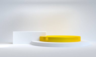 Minimalist soyut arka plan, ilkel geometrik şekiller, pastel renkler, 3d render.