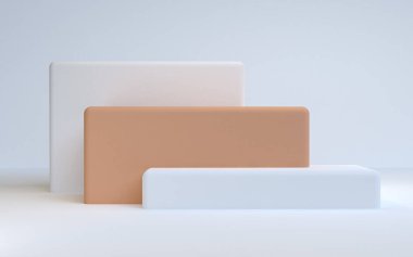 Minimalist soyut arka plan, ilkel geometrik şekiller, pastel renkler, 3d render.