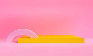 Minimalist soyut arka plan, ilkel geometrik şekiller, pastel renkler, 3d render.