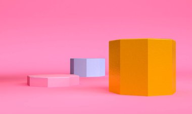Minimalist soyut arka plan, ilkel geometrik şekiller, pastel renkler, 3d render.