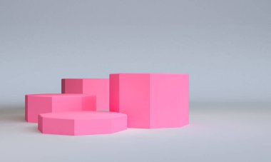 Minimalist soyut arka plan, ilkel geometrik şekiller, pastel renkler, 3d render.