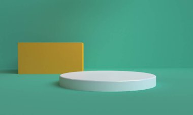 Minimalist soyut arka plan, ilkel geometrik şekiller, pastel renkler, 3d render.