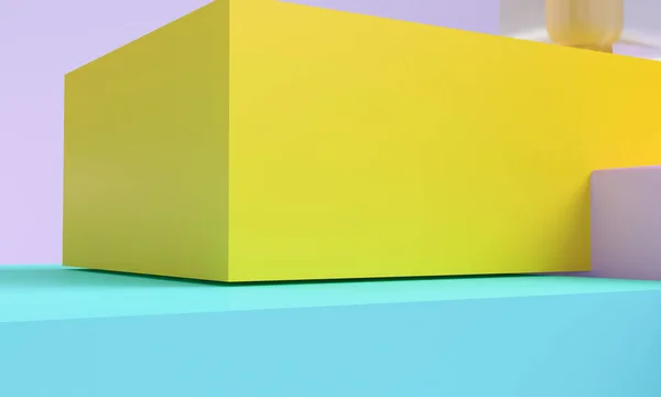 Minimalistischer Abstrakter Hintergrund Primitive Geometrische Figuren Pastellfarben Renderer — Stockfoto
