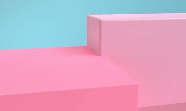 Minimalist ilkel geometrik soyut arka plan, şık moda illüstrasyon podyumu, premium ürün için pastel renk üzerine stand, show. Kavram: reklam, lüks, ögeler, çantalar, ayakkabı, grafik tasarım 3d.