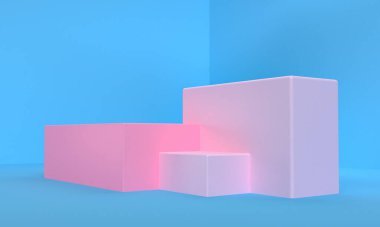 Minimalist ilkel geometrik soyut arka plan, şık moda illüstrasyon podyumu, premium ürün için pastel renk üzerine stand, show. Kavram: reklam, lüks, ögeler, çantalar, ayakkabı, grafik tasarım 3d.