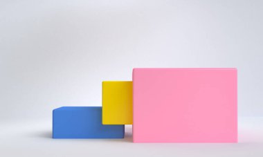 Minimalist ilkel geometrik soyut arka plan, şık moda illüstrasyon podyumu, premium ürün için pastel renk üzerine stand, show. Kavram: reklam, lüks, ögeler, çantalar, ayakkabı, grafik tasarım 3d.