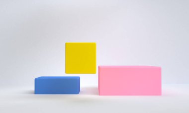 Minimalist ilkel geometrik soyut arka plan, şık moda illüstrasyon podyumu, premium ürün için pastel renk üzerine stand, show. Kavram: reklam, lüks, ögeler, çantalar, ayakkabı, grafik tasarım 3d.