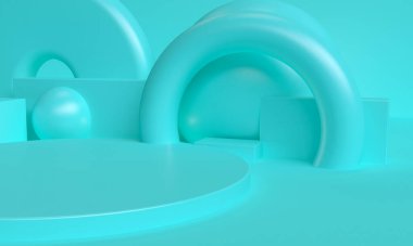 Minimalist ilkel geometrik soyut arka plan, şık moda illüstrasyon podyumu, premium ürün için pastel renk üzerine stand, show. 3d hazırlayıcı.