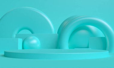 Minimalist ilkel geometrik soyut arka plan, şık moda illüstrasyon podyumu, premium ürün için pastel renk üzerine stand, show. 3d hazırlayıcı.