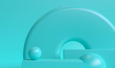 Minimalist ilkel geometrik soyut arka plan, şık moda illüstrasyon podyumu, premium ürün için pastel renk üzerine stand, show. 3d hazırlayıcı.