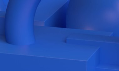 Minimalist ilkel geometrik soyut arka plan, şık moda illüstrasyon podyumu, premium ürün için pastel renk üzerine stand, show. 3d hazırlayıcı.