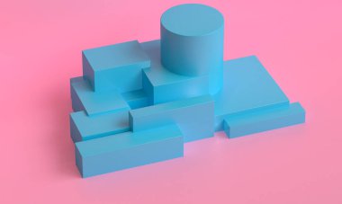 Minimalist ilkel geometrik soyut arka plan, şık moda illüstrasyon podyumu, premium ürün için pastel renk üzerine stand, show. 3d hazırlayıcı.
