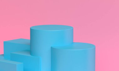 Minimalist ilkel geometrik soyut arka plan, şık moda illüstrasyon podyumu, premium ürün için pastel renk üzerine stand, show. 3d hazırlayıcı.