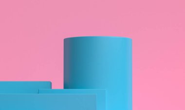 Minimalist ilkel geometrik soyut arka plan, şık moda illüstrasyon podyumu, premium ürün için pastel renk üzerine stand, show. 3d hazırlayıcı.