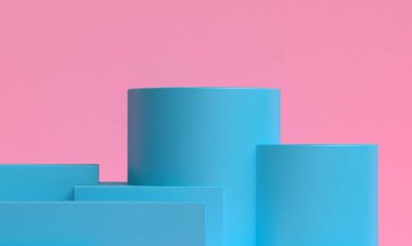 Minimalist ilkel geometrik soyut arka plan, şık moda illüstrasyon podyumu, premium ürün için pastel renk üzerine stand, show. 3d hazırlayıcı.