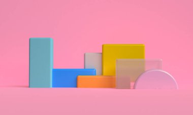 Minimalist ilkel geometrik soyut arka plan, şık moda illüstrasyon podyumu, premium ürün için pastel renk üzerine stand, show. 3d hazırlayıcı.