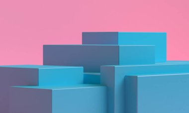 Minimalist ilkel geometrik soyut arka plan, şık moda illüstrasyon podyumu, premium ürün için pastel renk üzerine stand, show. 3d hazırlayıcı.