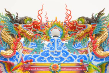 Tayland Çin Tapınağı'nda çatıda dekorasyon