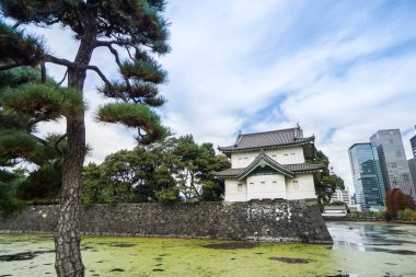 Vintage tarzı Kalesi ve İmparatorluk Sarayı Tokyo Japonya'nın 8 Aralık 2016 alınan toplayan