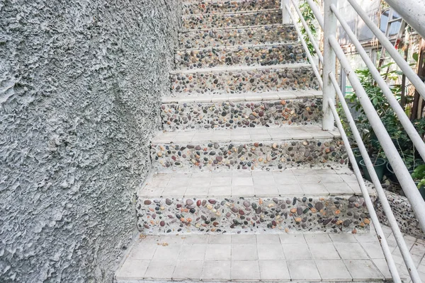 Concrete with small stones outdoor staircase — Stock Photo, Image