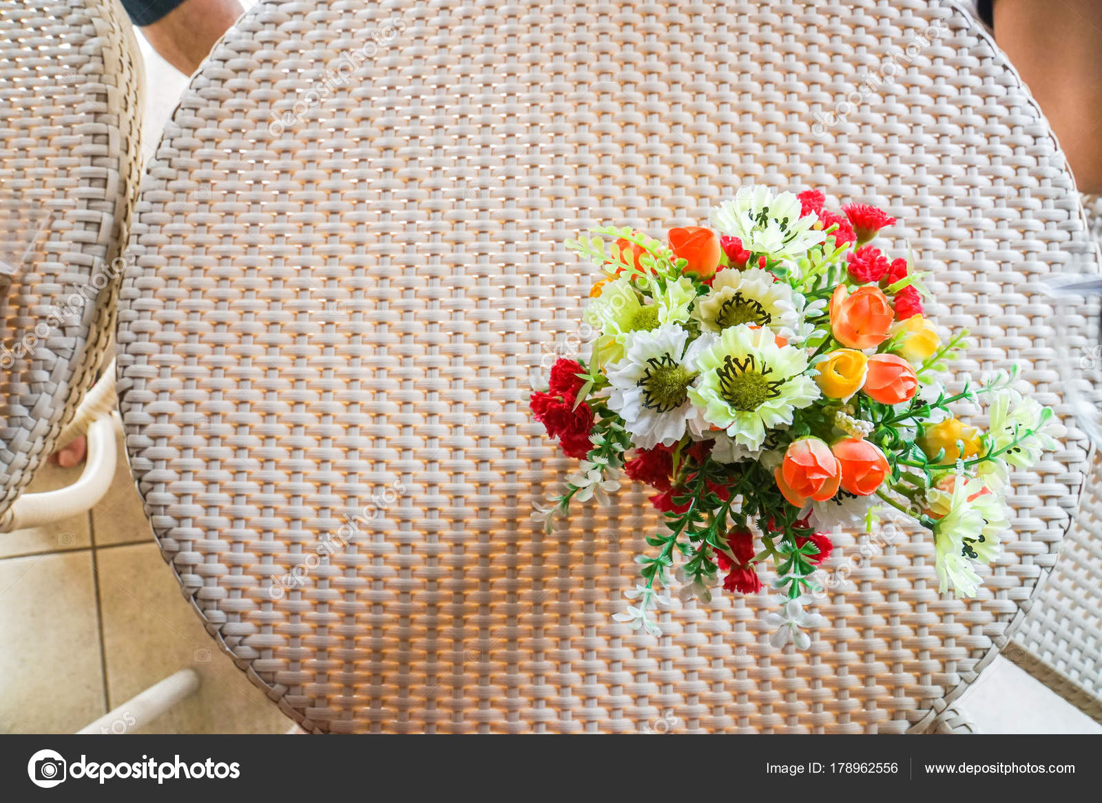 Top View Artificial Flower Vase Coffee Table Stock Photo Jummie Top View Artificial Flower Vase Coffee Table Stock Photo