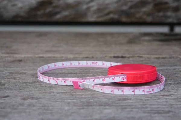 Schattig Lengte Meetlint Houten Tafel — Stockfoto