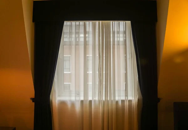 Dark Curtain Window Master Bedroom — Stock Photo, Image
