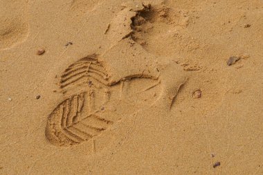 yumuşak kum üzerinde ayakkabı ile ayak kapatın