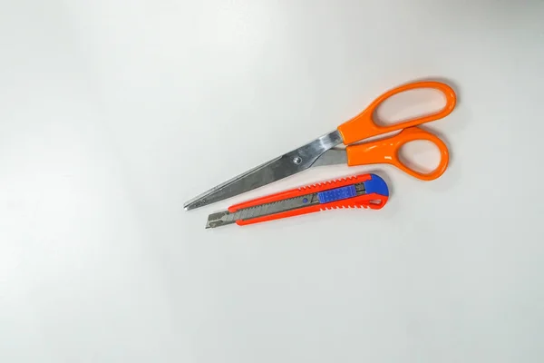 Close Isolated Scissors Cutter Cutting Work — Stock Photo, Image