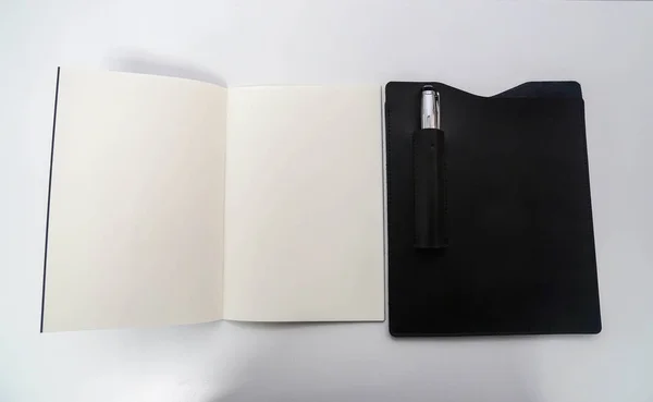 Top View Mock Business Notebook Writing Pen Office Meeting Minutes — ストック写真