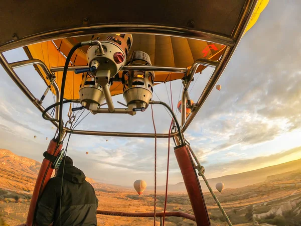 Capadócia Turquia Dezembro 2019 Feche Controle Válvula Combustível Voo Balão — Fotografia de Stock