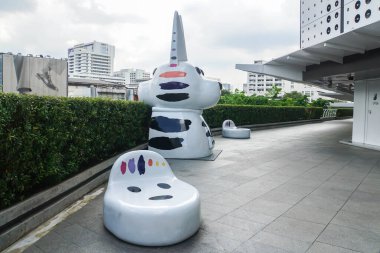 Bangkok Tayland - 15 Ocak 2020 MBK Center 'da gökyüzü yürüyüşünde yaratıcı bank