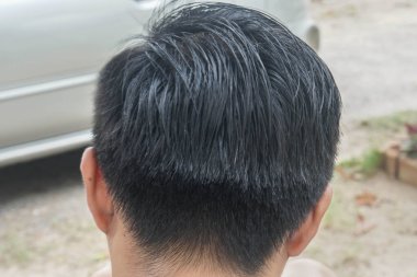 Seçici odak noktası, şık erkek saçı, balmumu.