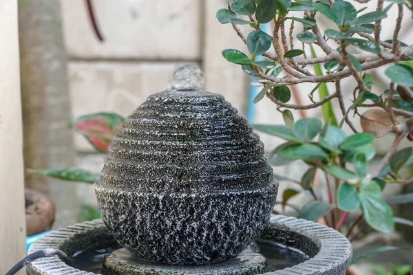 Close Rock Feng Shui Ball Fountain Home Garden Stock Image