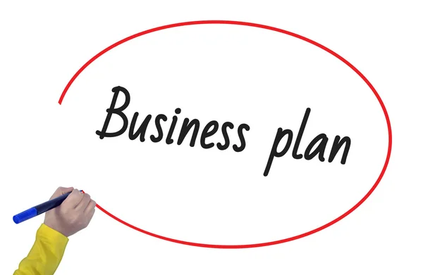 Frau schreibt Businessplan mit Filzstift — Stockfoto