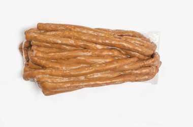 Mockup Vacuum paketlenmiş domuz kabanoları yemeye hazır.