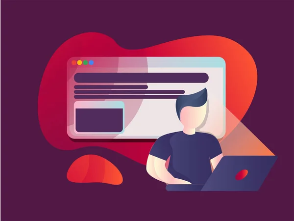 İnternet resimleme düz tasarım taranıyor