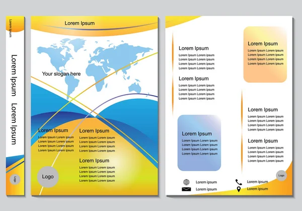 Folleto diseño plantilla vector. Los volantes reportan póster de la revista de infografía empresarial. Plantilla abstracta de trazado de líneas y mapas mundiales. Portada cartera de presentación de libros. Diseño del folleto de portada a4 layout — Vector de stock