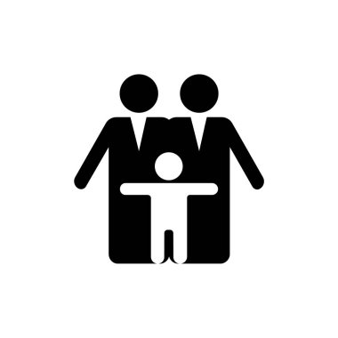 Gri arka plan üzerinde izole trendy düz stil aile kutsal kişilerin resmi. Web sitesi tasarımı, logo, app, UI anne sembolü. Vektör çizim, Eps10.