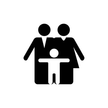 Gri arka plan üzerinde izole trendy düz stil aile kutsal kişilerin resmi. Web sitesi tasarımı, logo, app, UI anne sembolü. Vektör çizim, Eps10.