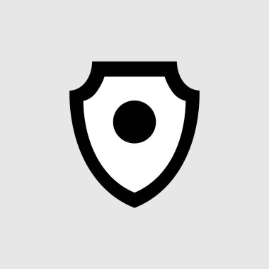 Gri arka plan üzerinde izole trendy düz stilde kalkan kutsal kişilerin resmi. Web sitesi tasarımı, logo, app, UI kalkan simgesi. Vektör çizim, Eps10.