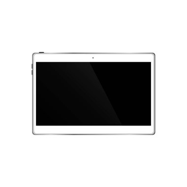 Beyaz arkaplanda boş ekran izole edilmiş gerçekçi tablet bilgisayar. Vektör eps10 illüstrasyonu