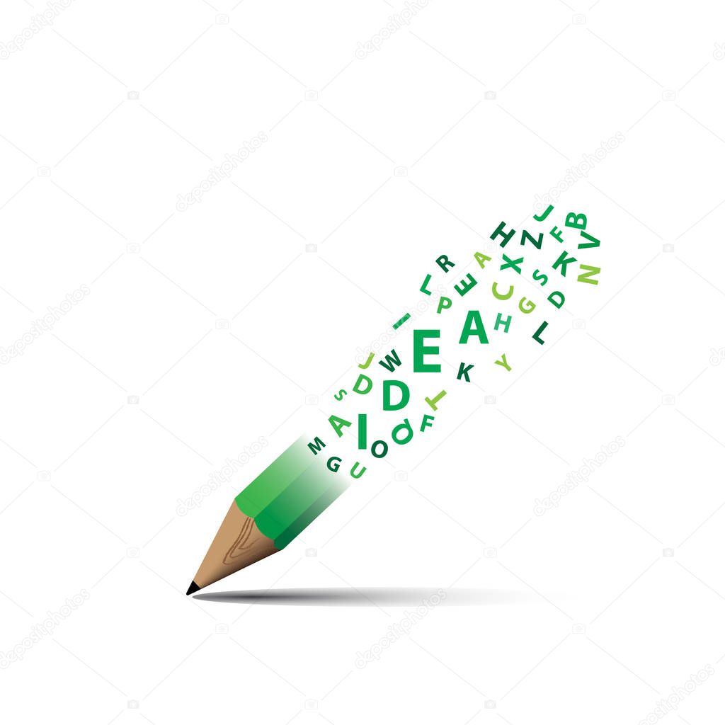 conceptual pencil image Sharpened isolated on white background.
