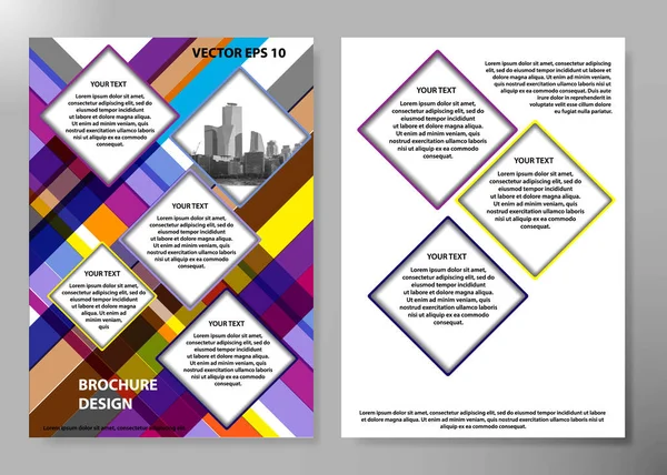 Portefeuille ontwerp sjabloon vector. Minimale brochure verslag business folders tijdschrift poster. Abstracte cover boek kleurenpresentatie. Stad concept in A4 formaat lay-out. — Stockvector
