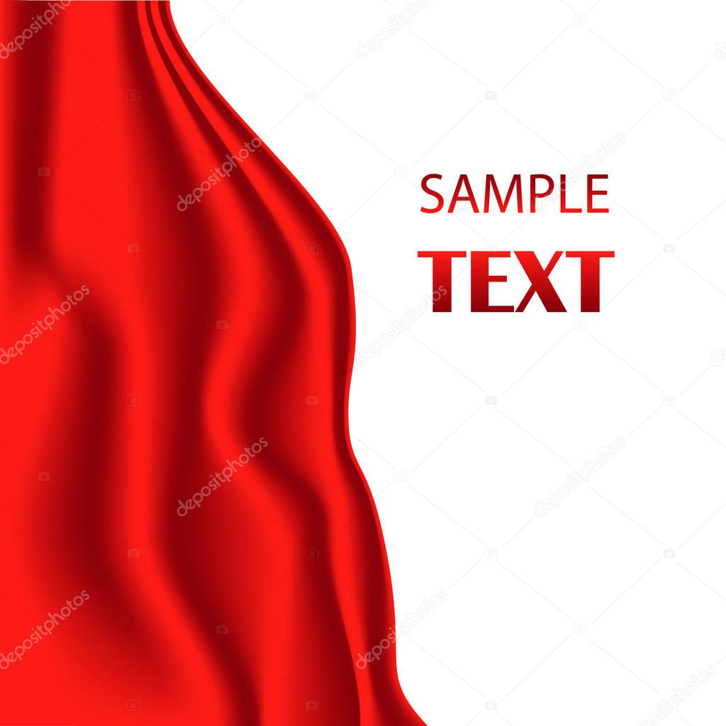 Red silk fabric. Vector illustration with red satin or silk fabric. Vector silk textile - stock vector.