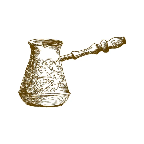 Cezve, coffeepot, ibrik Hand Drawn Sketch矢量图解. — 图库矢量图片